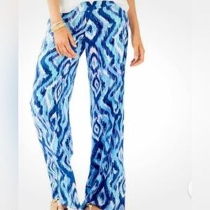 Lilly Pulitzer Blue Ikat Print Wide-Leg Pants